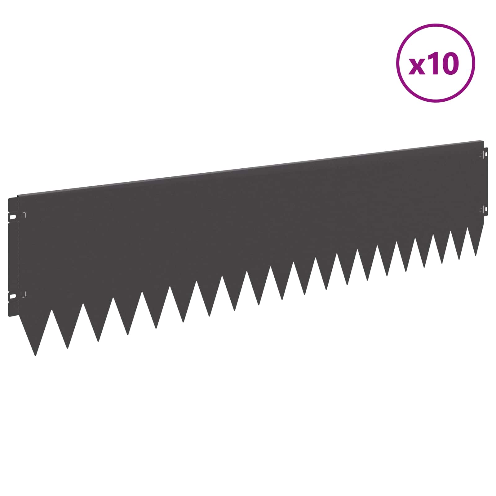 Bordura per Prato 10 pcs 103 x 25 cm Acciaio Nero | homemem39