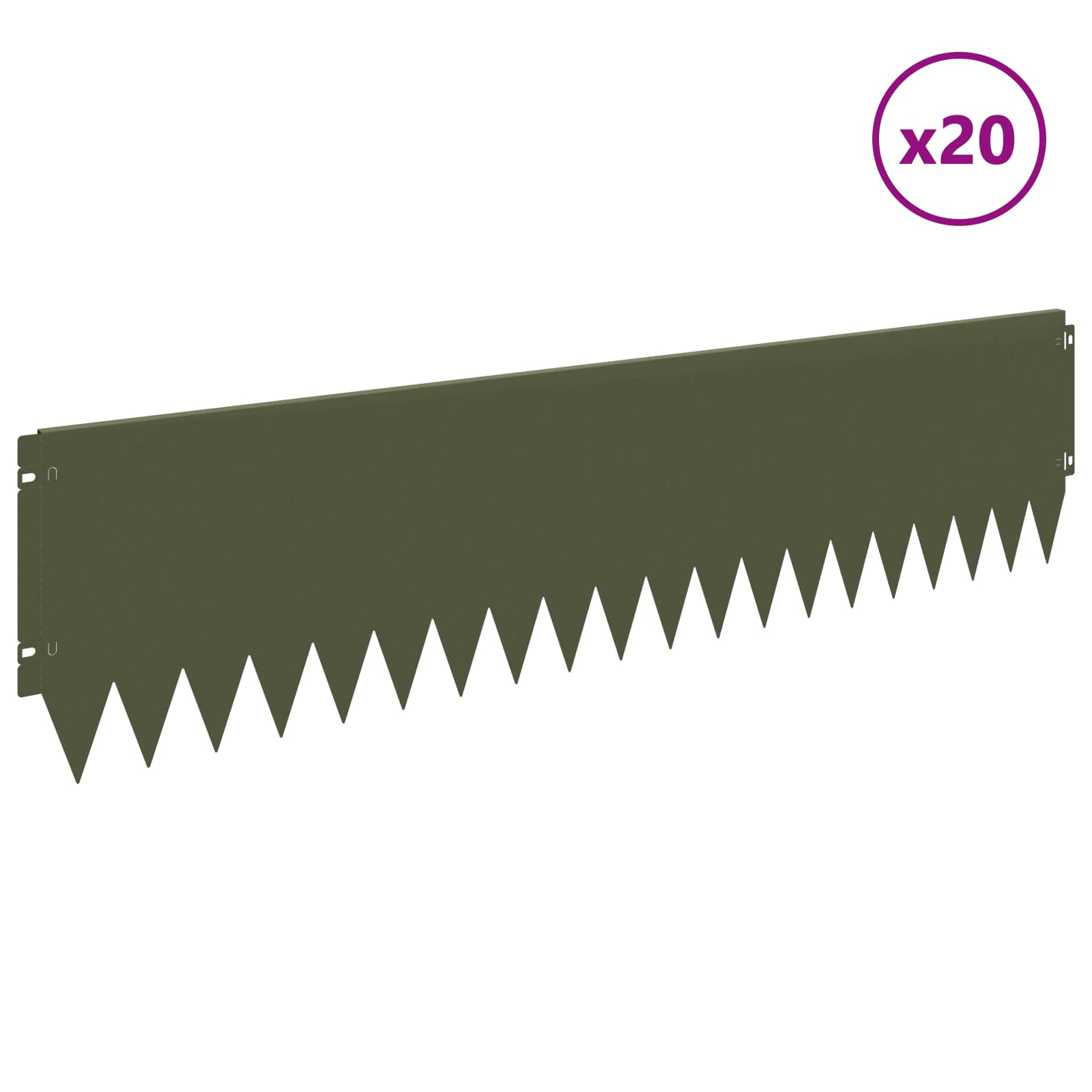 Bordura per Prato 20 pcs 103 x 25 cm Acciaio Verde Oliva | homemem39