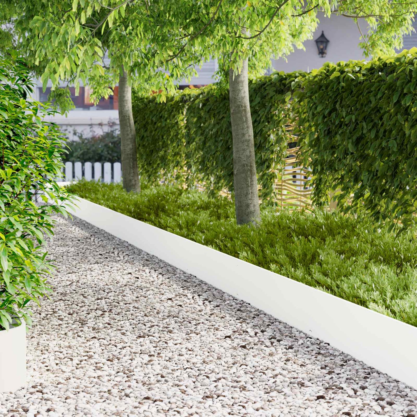 Bordura per Prato 10 pcs 103 x 30 cm Acciaio Bianco