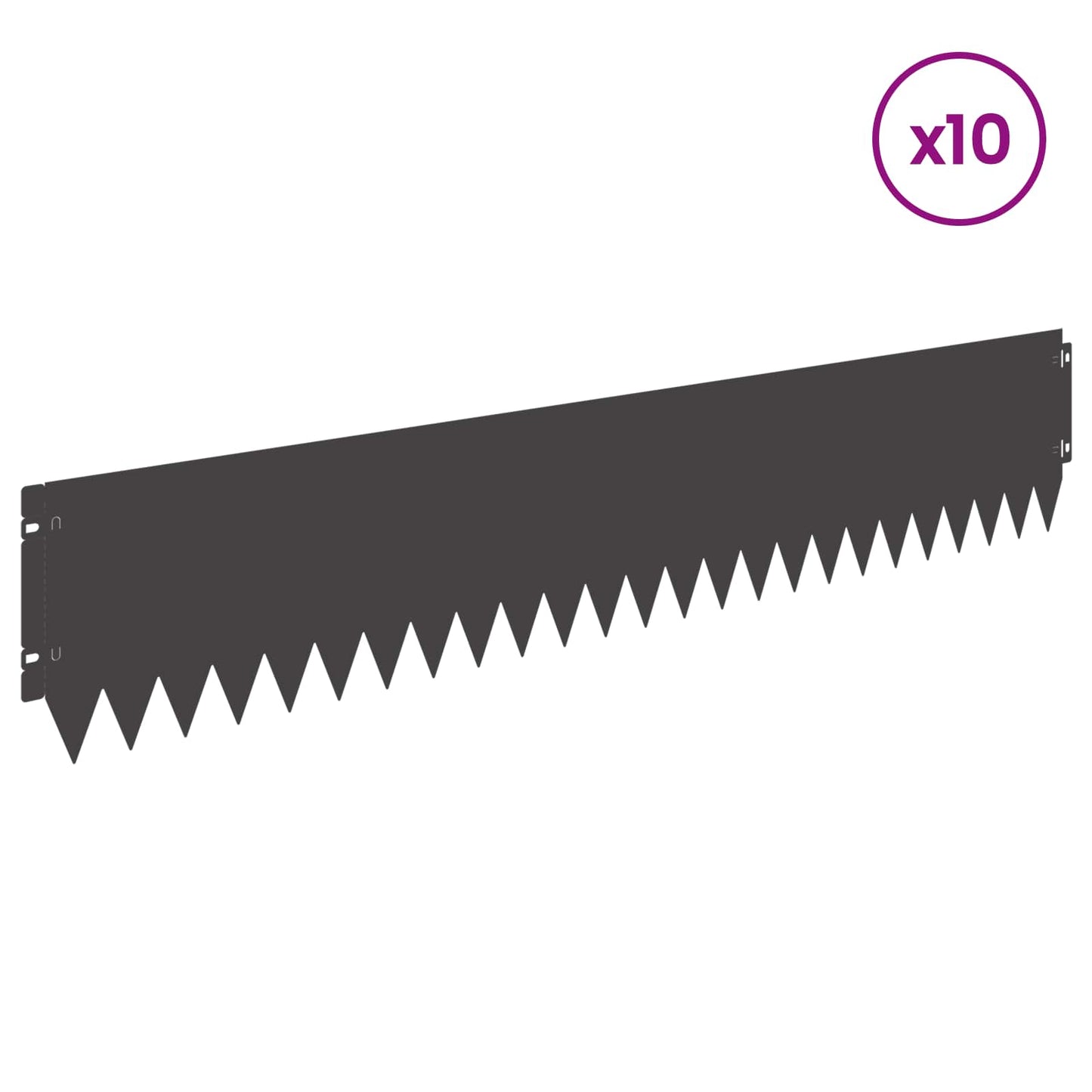 Bordura per Prato 10 pcs 103 x 20 cm Acciaio Nero | homemem39