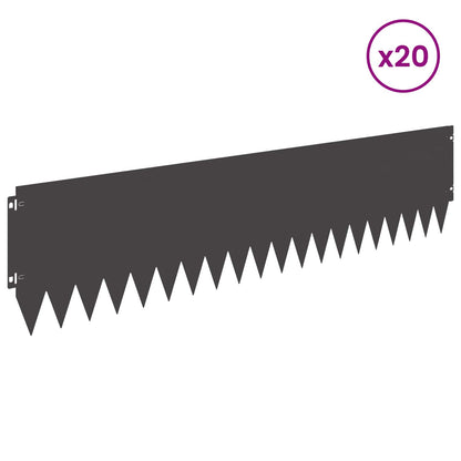 Bordura per Prato 20 pcs 103 x 25 cm Acciaio Nero | homemem39