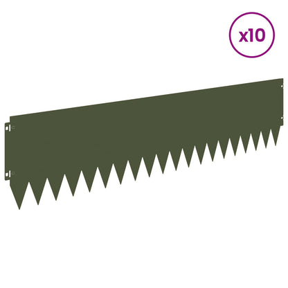 Bordura per Prato 10 pcs 103 x 25 cm Acciaio Verde Oliva | homemem39