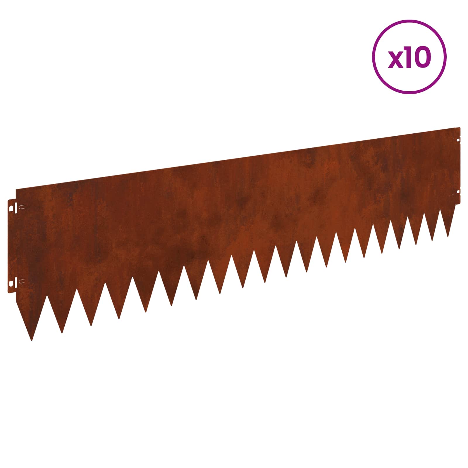 Bordura per Prato 10 pcs 103 x 25 cm Acciaio Ruggine | homemem39