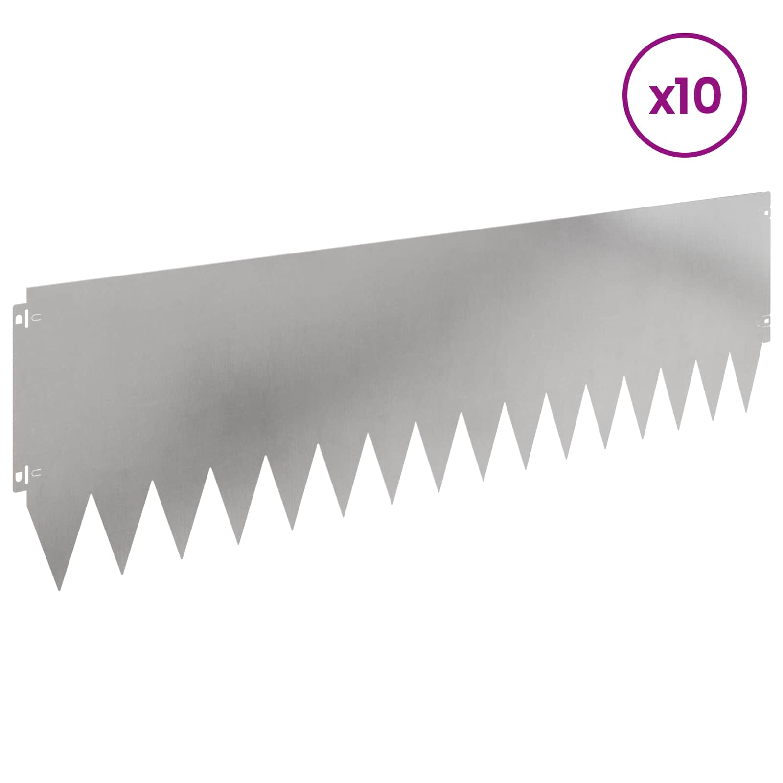 Bordura per Prato 10 pcs 103 x 30 cm Acciaio Argento | homemem39