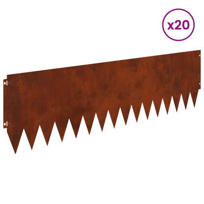 Bordura per Prato 20 pcs 103 x 30 cm Acciaio Ruggine | homemem39