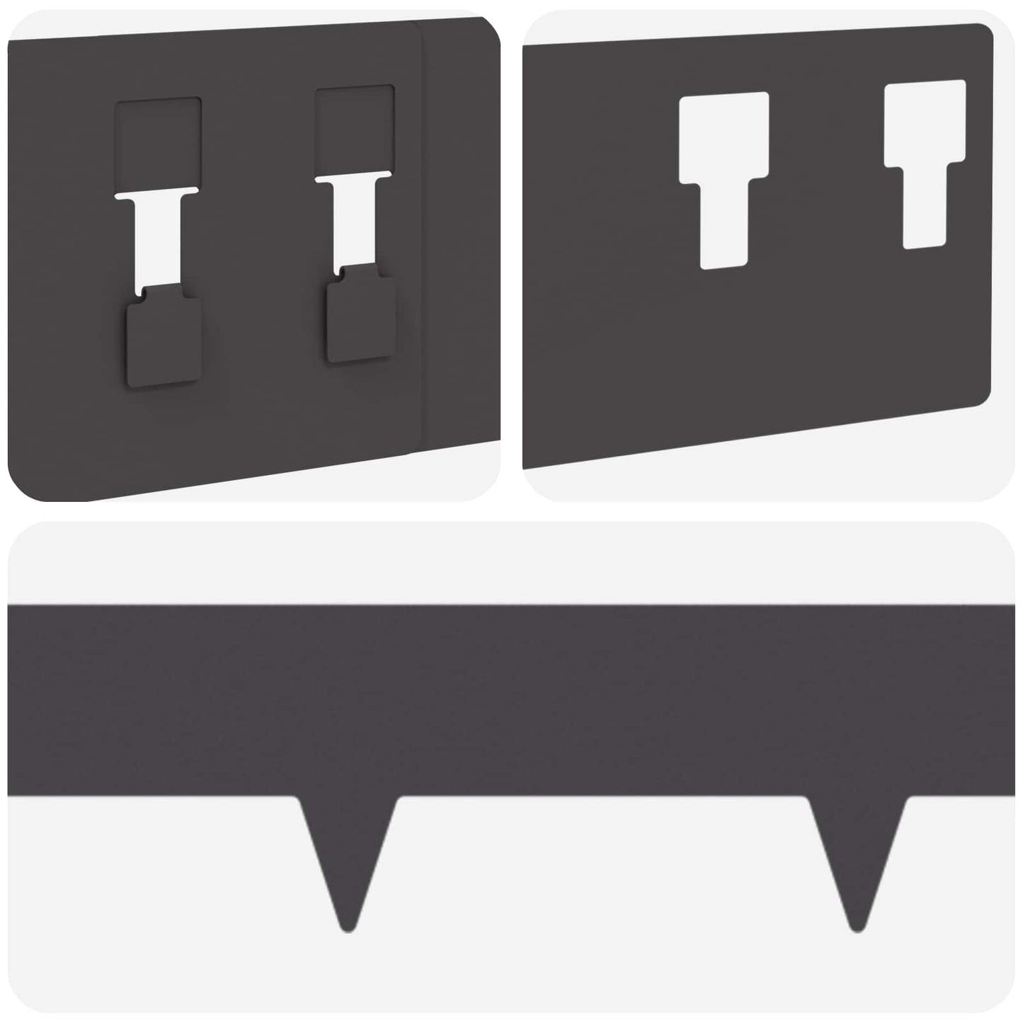 Bordura per Prato 10 pcs 100 x 12 cm Acciaio Nero | homemem39