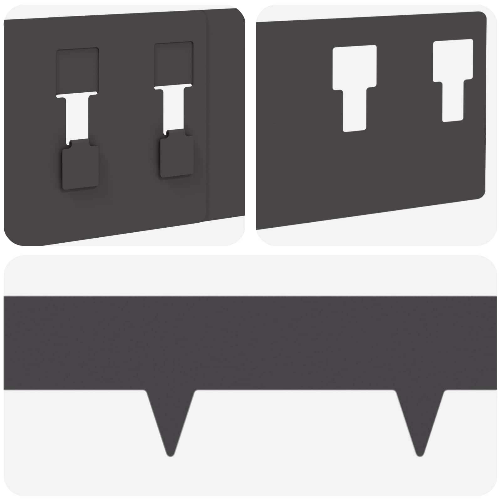 Bordura per Prato 20 pcs 100 x 12 cm Acciaio Nero | homemem39