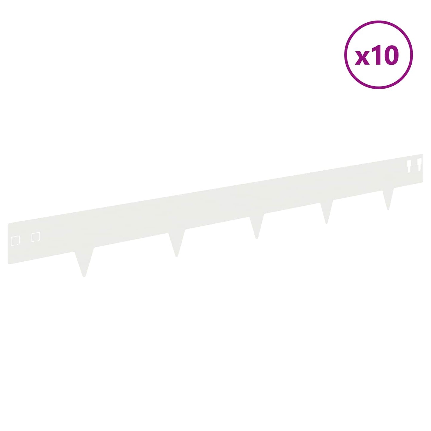 Bordura per Prato 10 pcs 100 x 12 cm Acciaio Bianco | homemem39