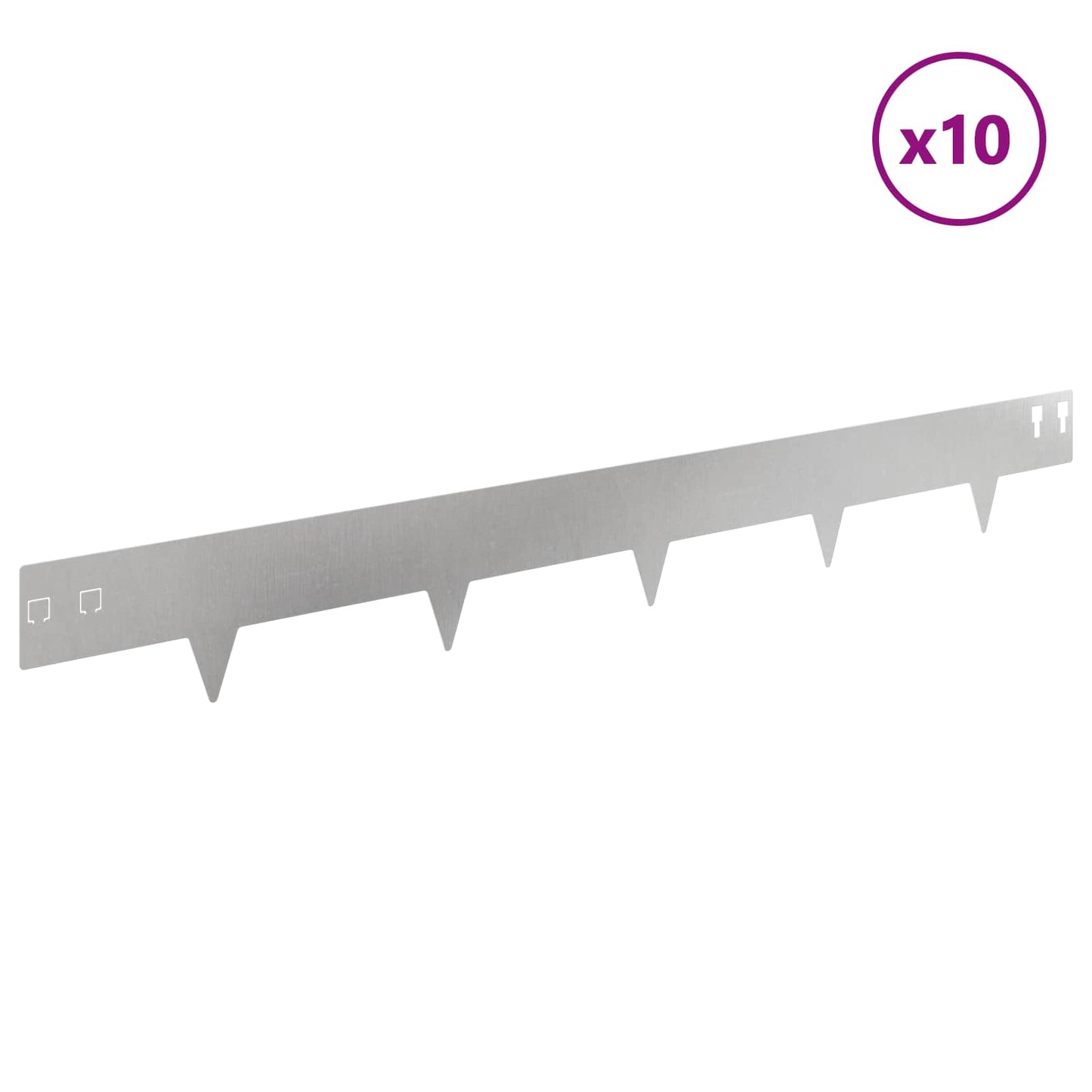 Bordura per Prato 10 pcs 100 x 12 cm Acciaio Argento | homemem39