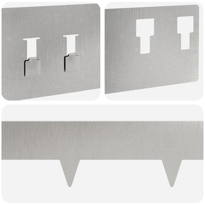 Bordura per Prato 50 pcs 100 x 12 cm Acciaio Argento | homemem39