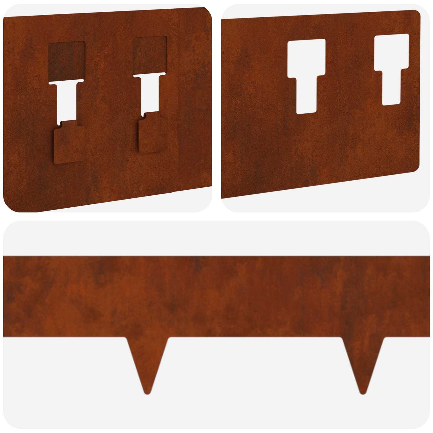 Bordura per Prato 20 pcs 100 x 12 cm Acciaio Ruggine | homemem39