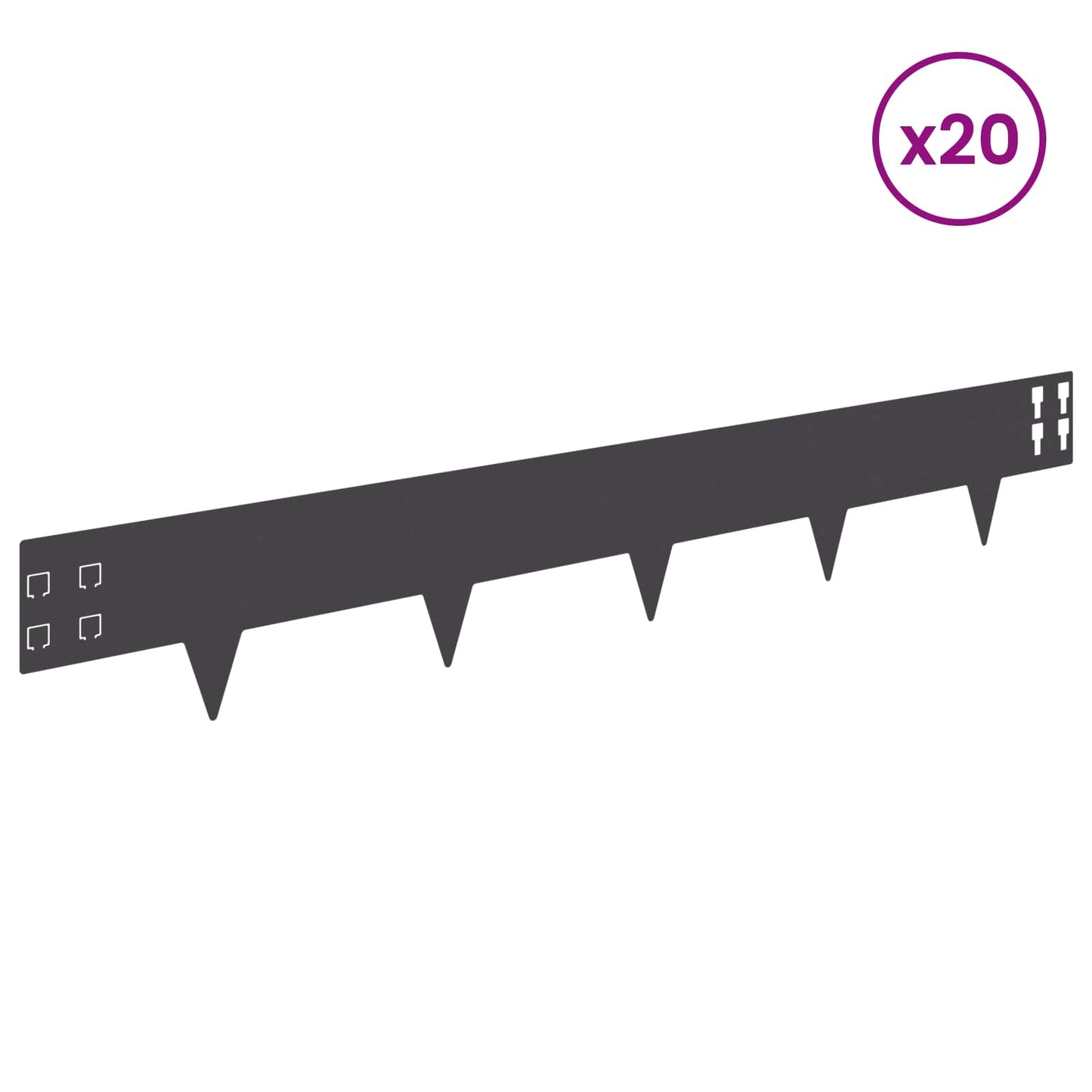Bordura per Prato 20 pcs 100 x 15 cm Acciaio Nero | homemem39