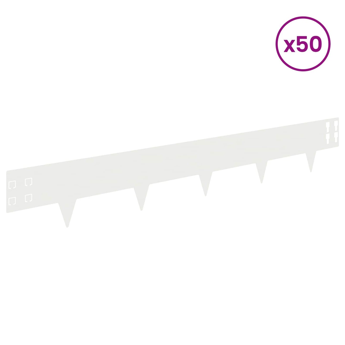 Bordura per Prato 50 pcs 100 x 15 cm Acciaio Bianco | homemem39