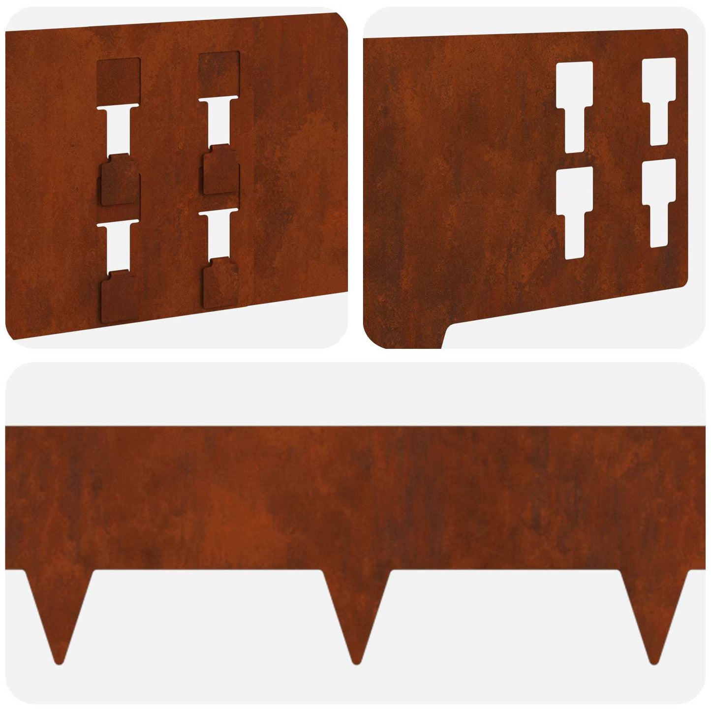Bordura per Prato 10 pcs 100 x 15 cm Acciaio Ruggine | homemem39