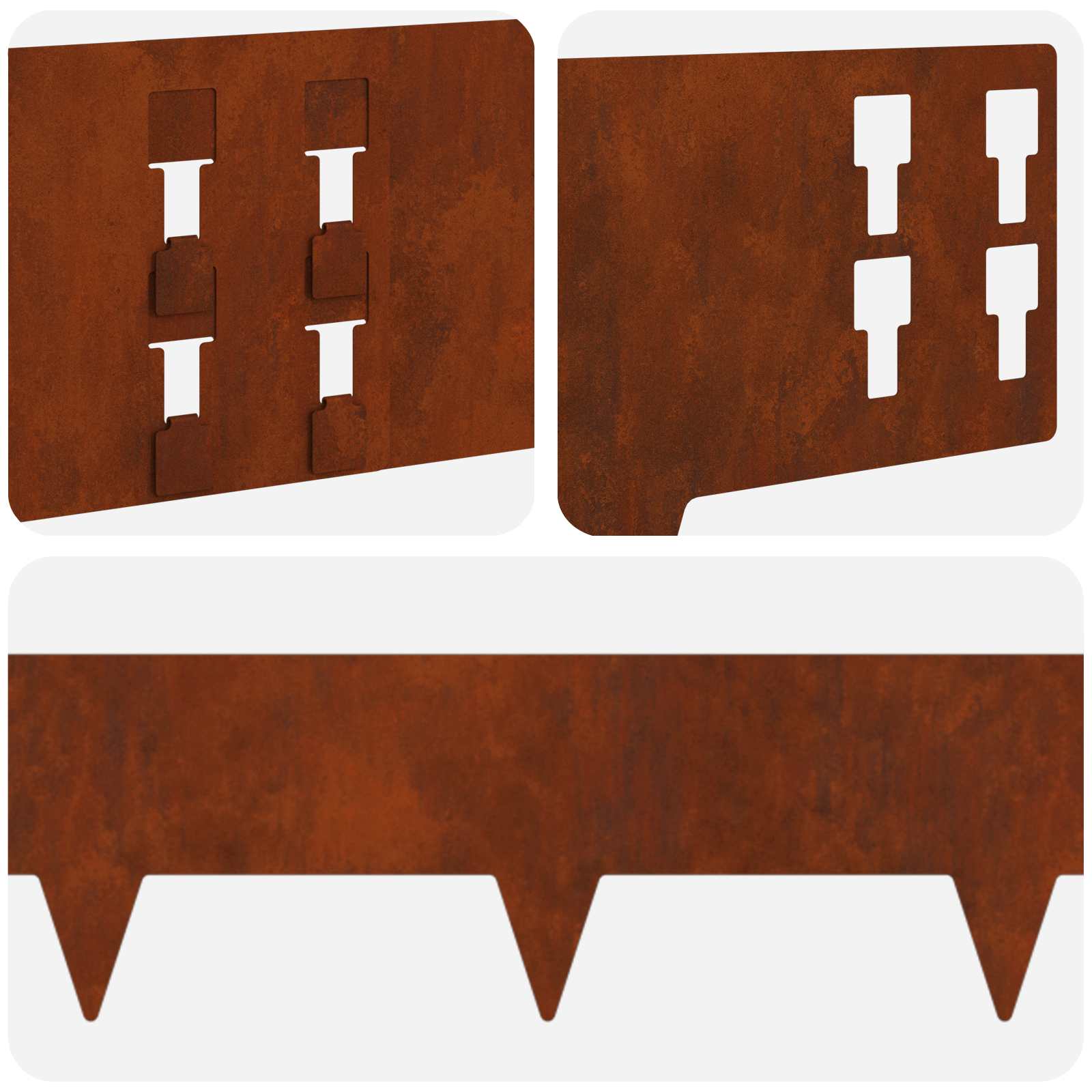 Bordura per Prato 20 pcs 100 x 15 cm Acciaio Ruggine | homemem39