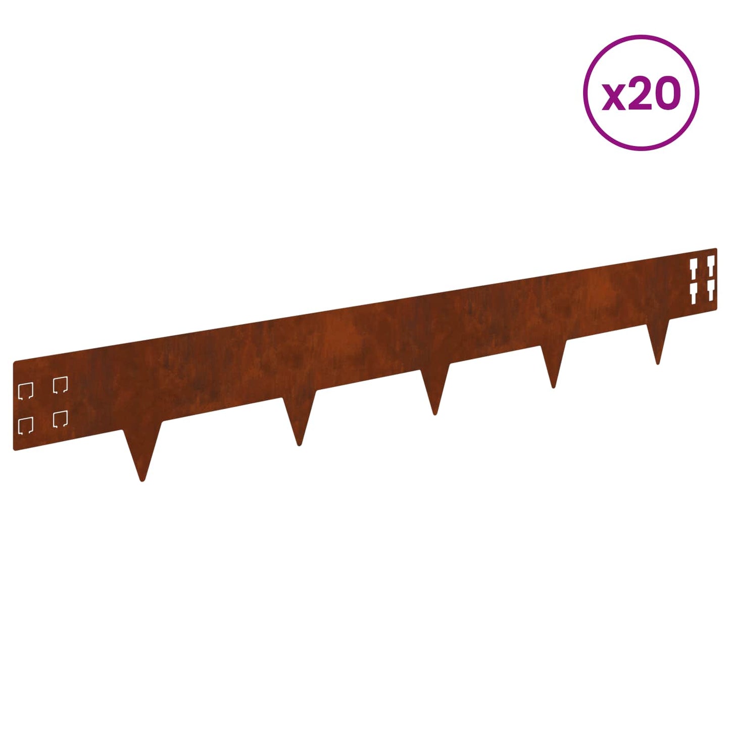 Bordura per Prato 20 pcs 100 x 15 cm Acciaio Ruggine | homemem39