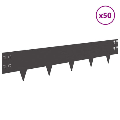 Bordura per Prato 50 pcs 100 x 20 cm Acciaio Nero | homemem39