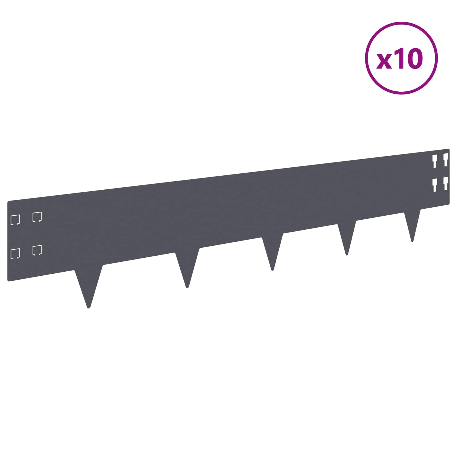 Bordura per Prato 10 pcs 100 x 20 cm Acciaio Antracite | homemem39