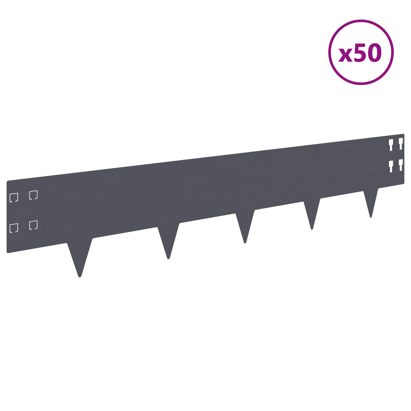 Bordura per Prato 50 pcs 100 x 20 cm Acciaio Antracite | homemem39