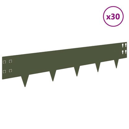 Bordura per Prato 30 pcs 100 x 20 cm Acciaio Verde Oliva | homemem39