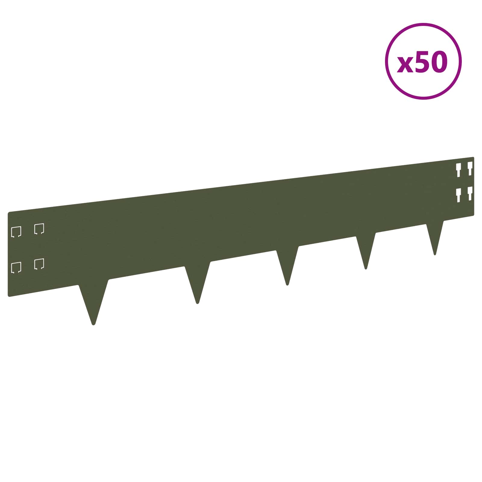 Bordura per Prato 50 pcs 100 x 20 cm Acciaio Verde Oliva | homemem39