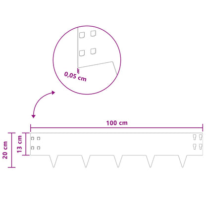 Bordura per Prato 20 pcs 100 x 20 cm Acciaio Argento | homemem39