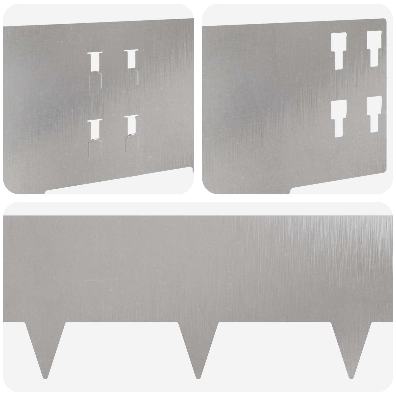 Bordura per Prato 50 pcs 100 x 20 cm Acciaio Argento | homemem39