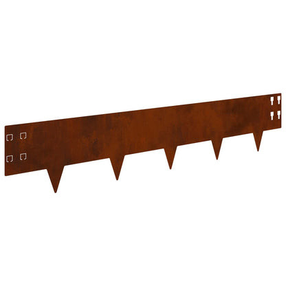 Bordura per Prato 10 pcs 100 x 20 cm Acciaio Ruggine | homemem39