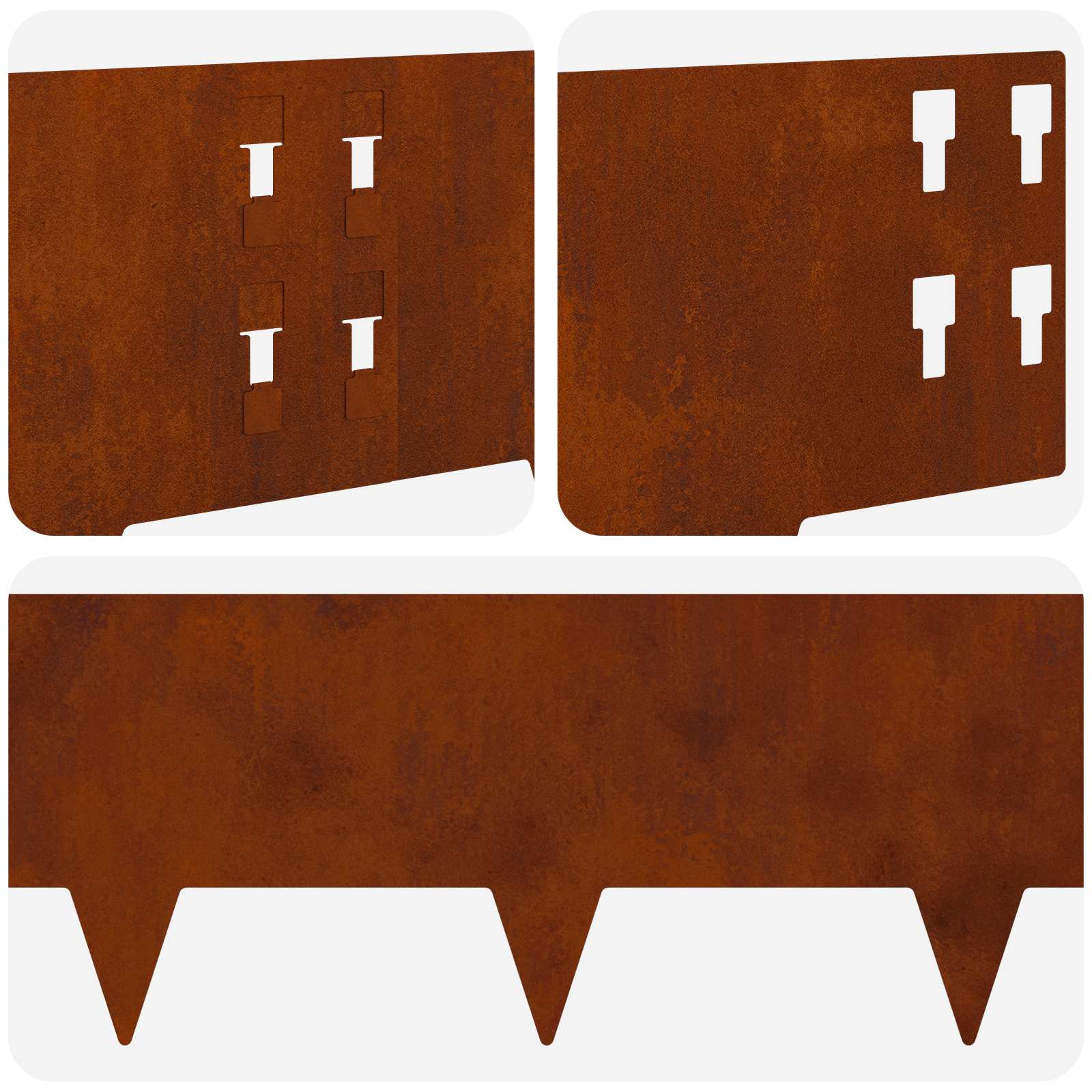 Bordura per Prato 20 pcs 100 x 20 cm Acciaio Ruggine | homemem39