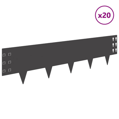 Bordura per Prato 20 pcs 100 x 25 cm Acciaio Nero | homemem39