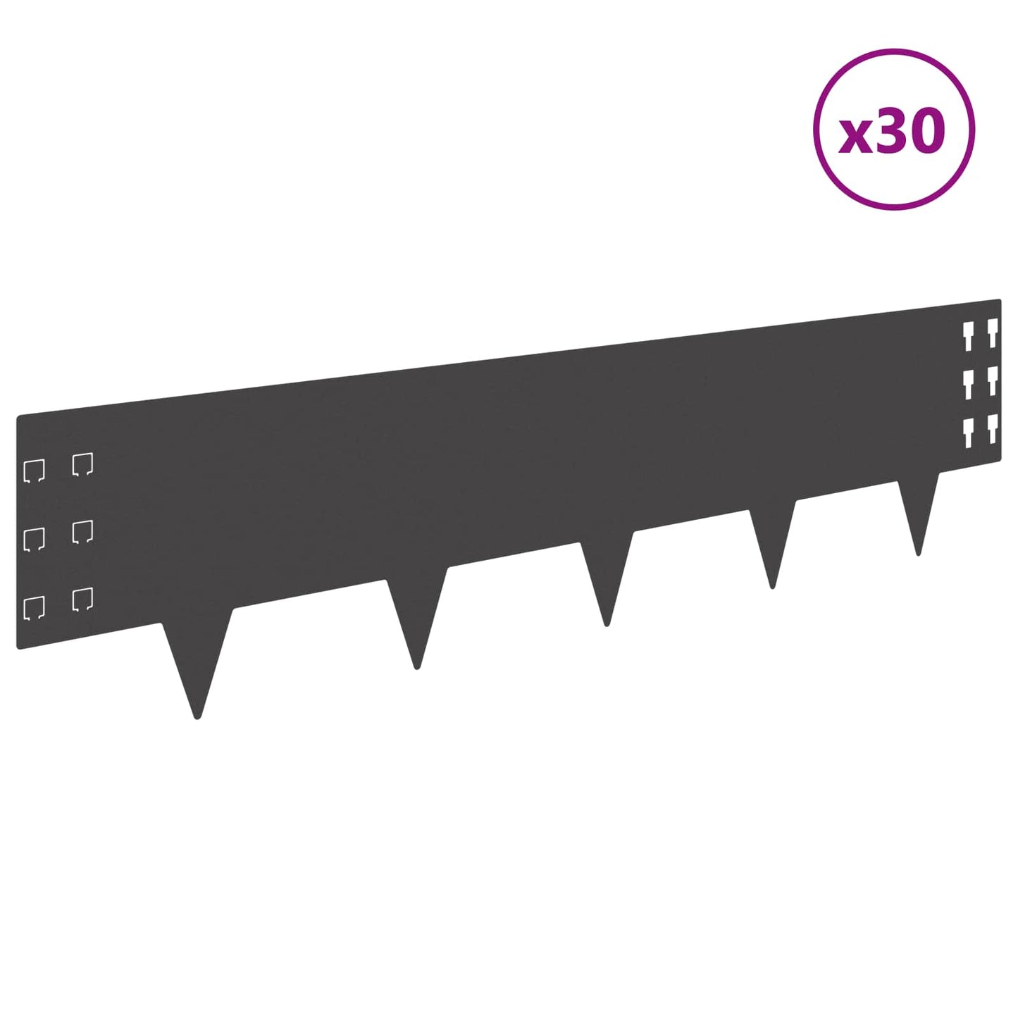 Bordura per Prato 30 pcs 100 x 25 cm Acciaio Nero | homemem39