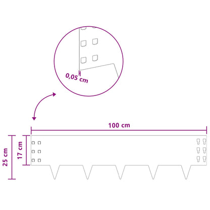 Bordura per Prato 20 pcs 100 x 25 cm Acciaio Bianco | homemem39