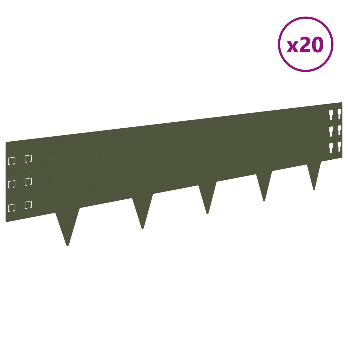 Bordura per Prato 20 pcs 100 x 25 cm Acciaio Verde Oliva | homemem39