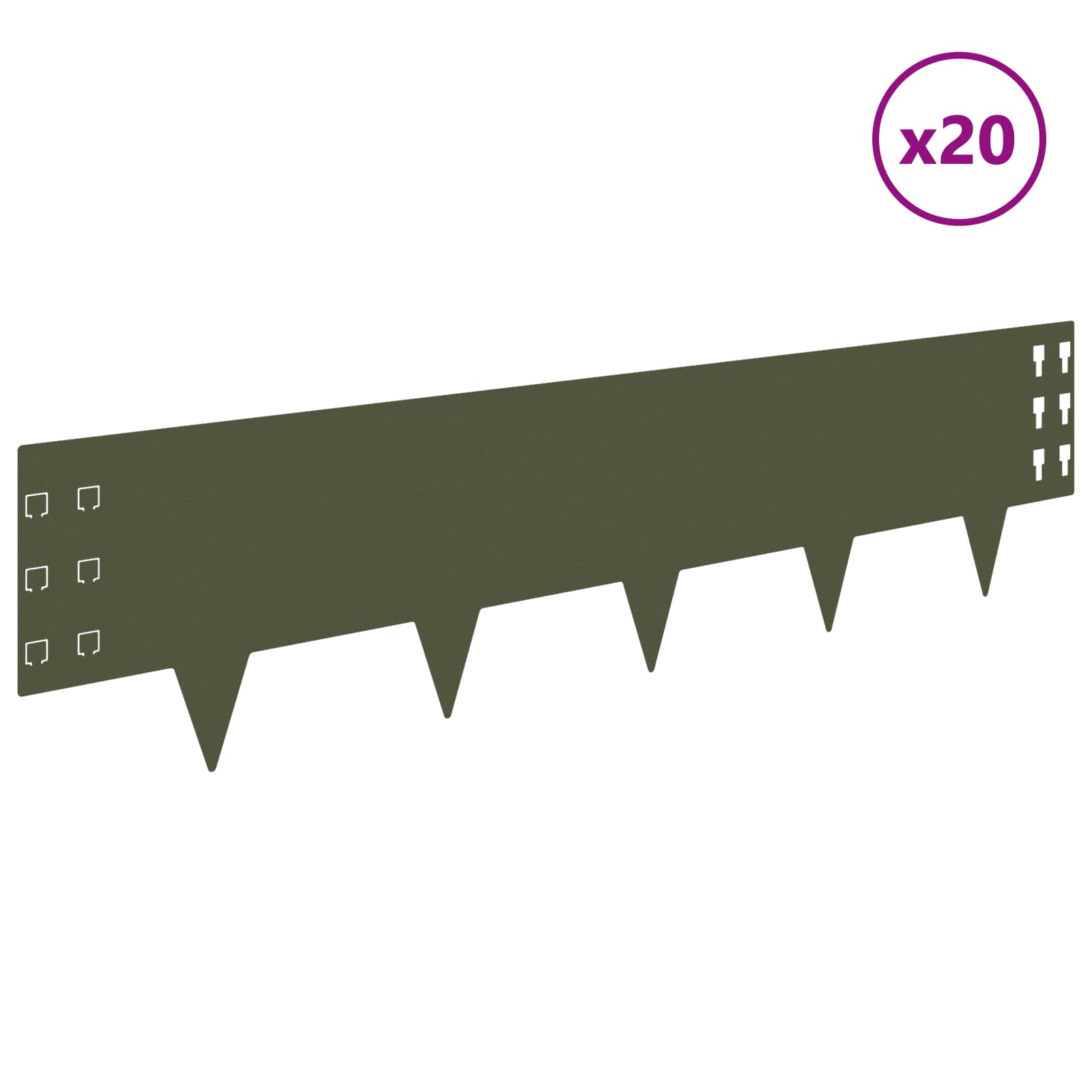 Bordura per Prato 20 pcs 100 x 25 cm Acciaio Verde Oliva | homemem39