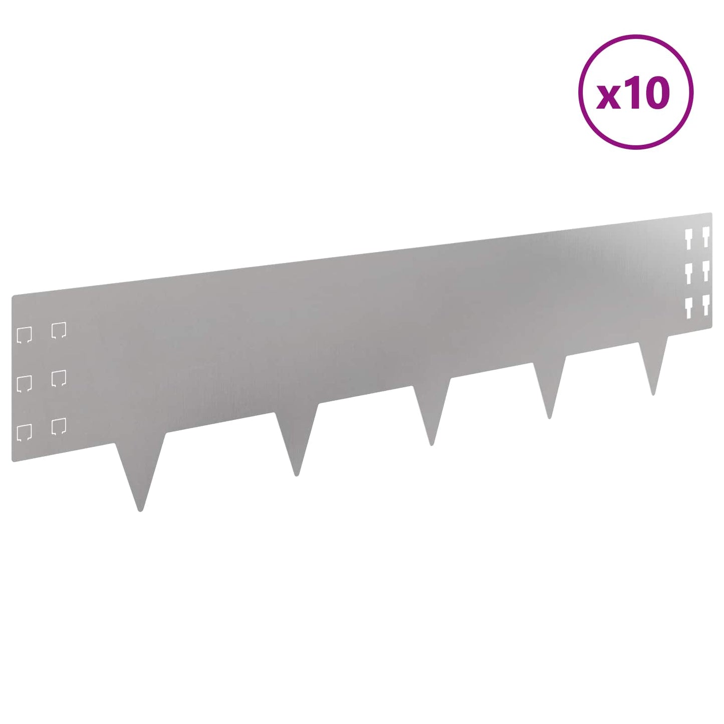 Bordura per Prato 10 pcs 100 x 25 cm Acciaio Argento | homemem39