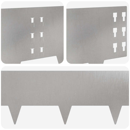 Bordura per Prato 30 pcs 100 x 25 cm Acciaio Argento | homemem39