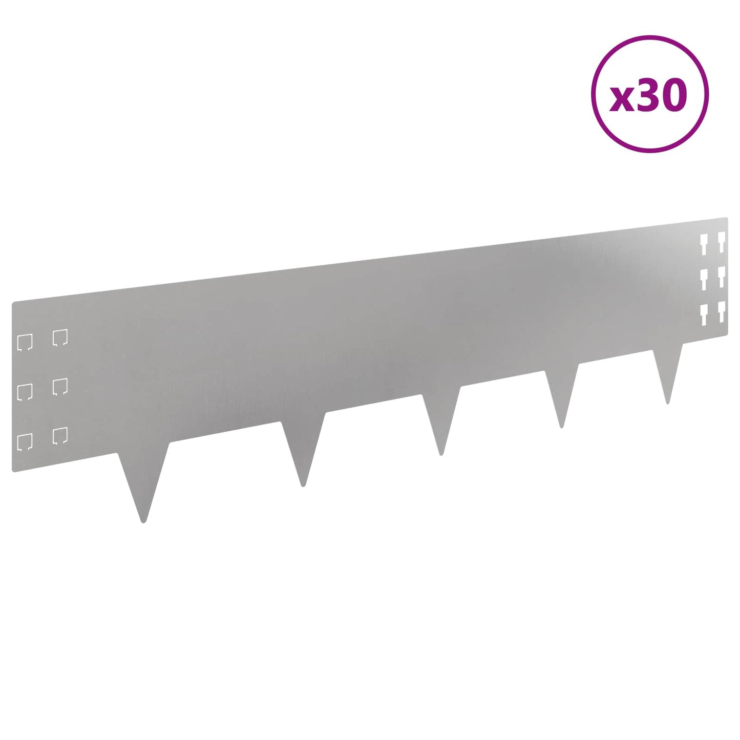 Bordura per Prato 30 pcs 100 x 25 cm Acciaio Argento | homemem39