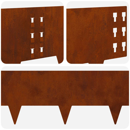 Bordura per Prato 30 pcs 100 x 25 cm Acciaio Ruggine | homemem39