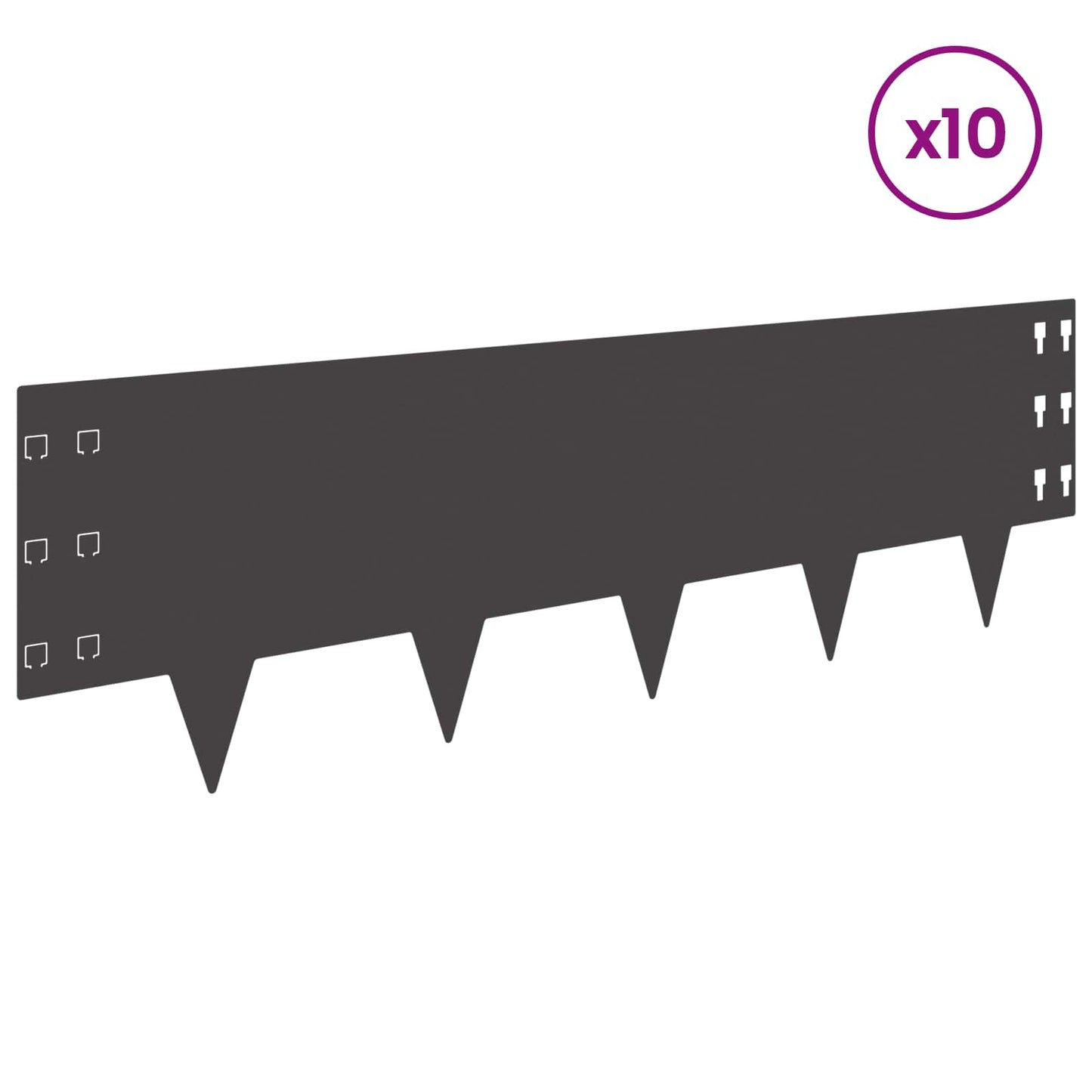 Bordura per Prato 10 pcs 100 x 30 cm Acciaio Nero | homemem39