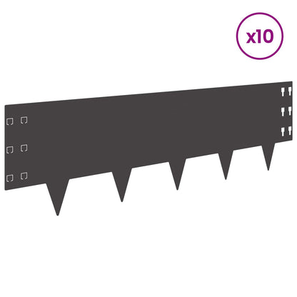 Bordura per Prato 10 pcs 100 x 30 cm Acciaio Nero | homemem39