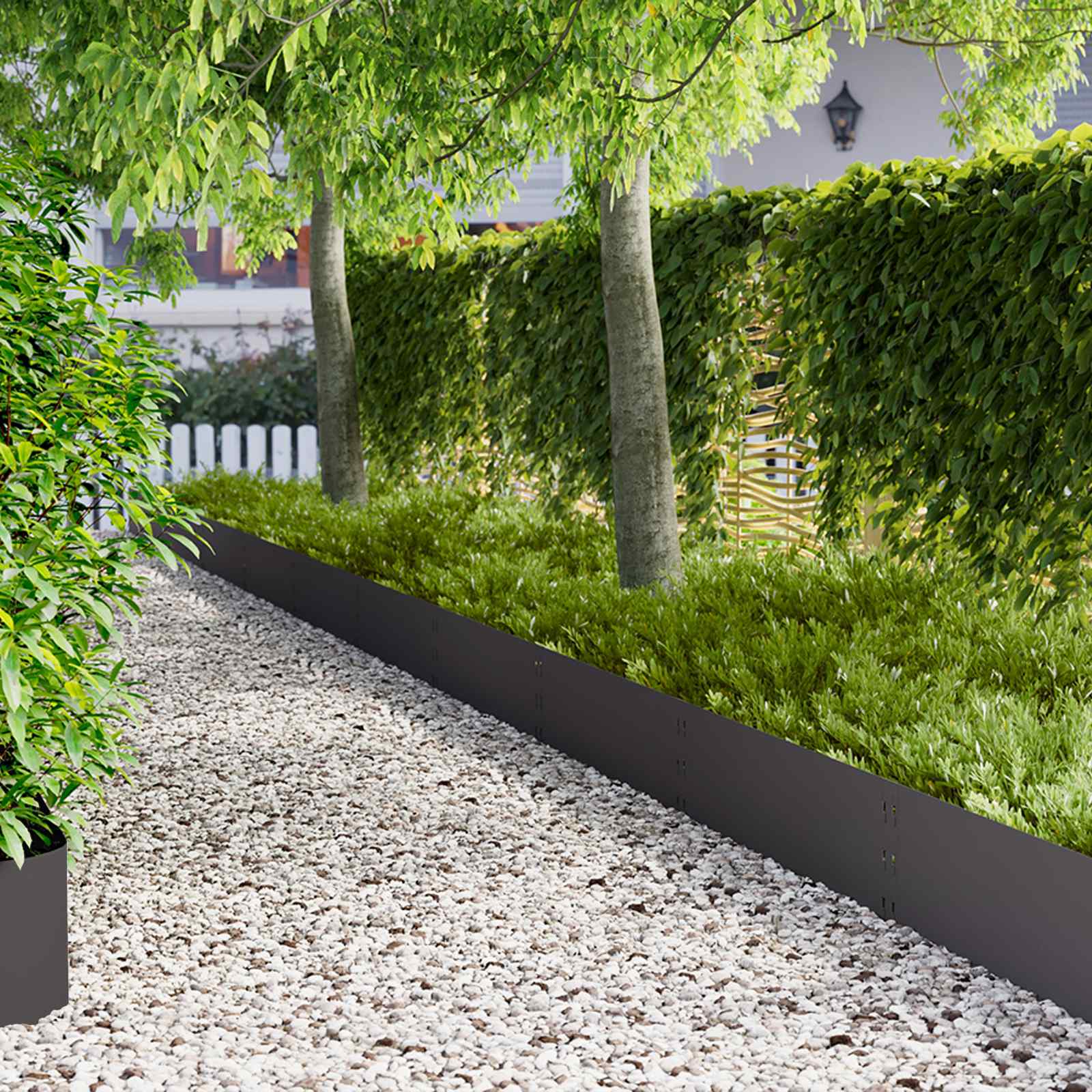 Bordura per Prato 30 pcs 100 x 30 cm Acciaio Nero | homemem39