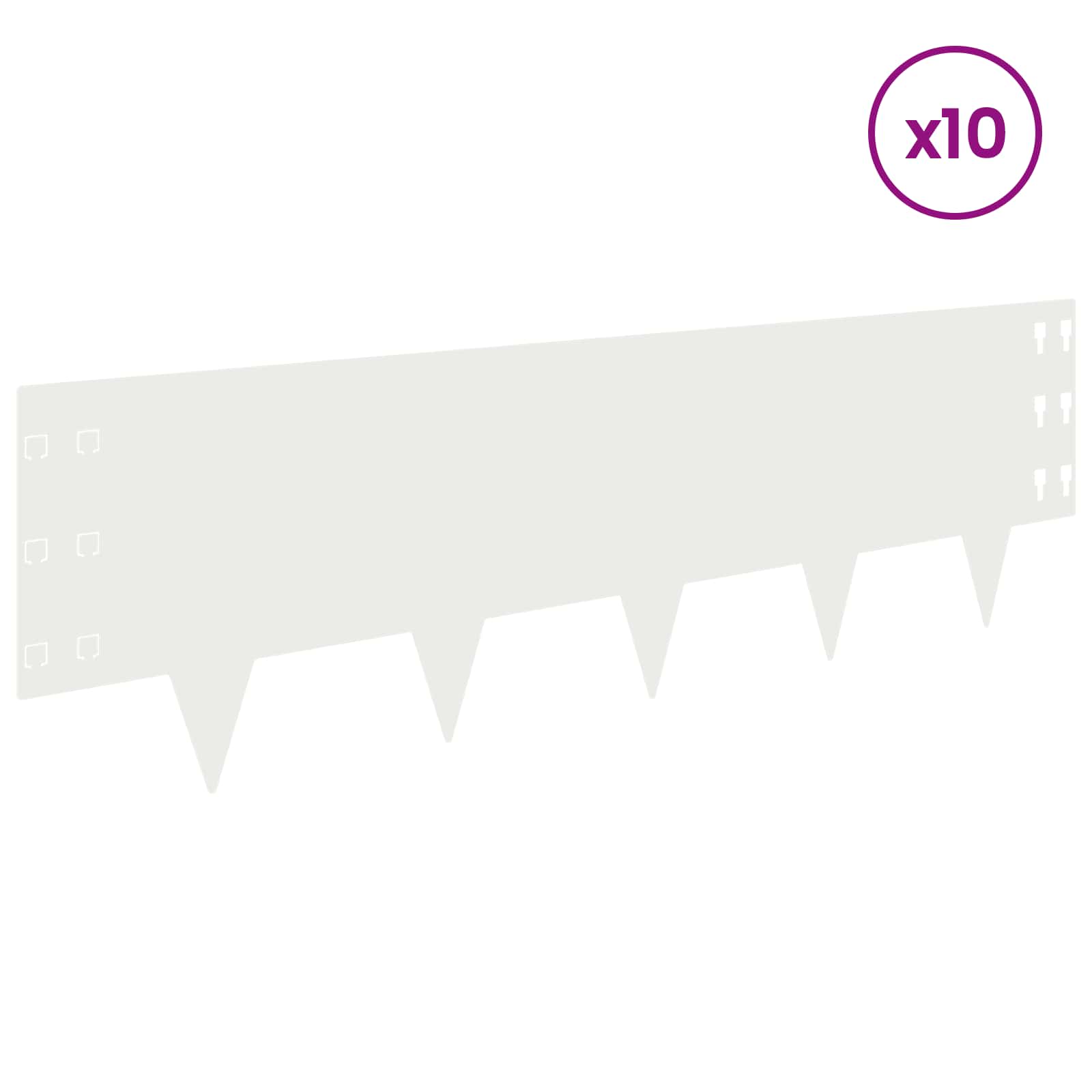 Bordura per Prato 10 pcs 100 x 30 cm Acciaio Bianco | homemem39