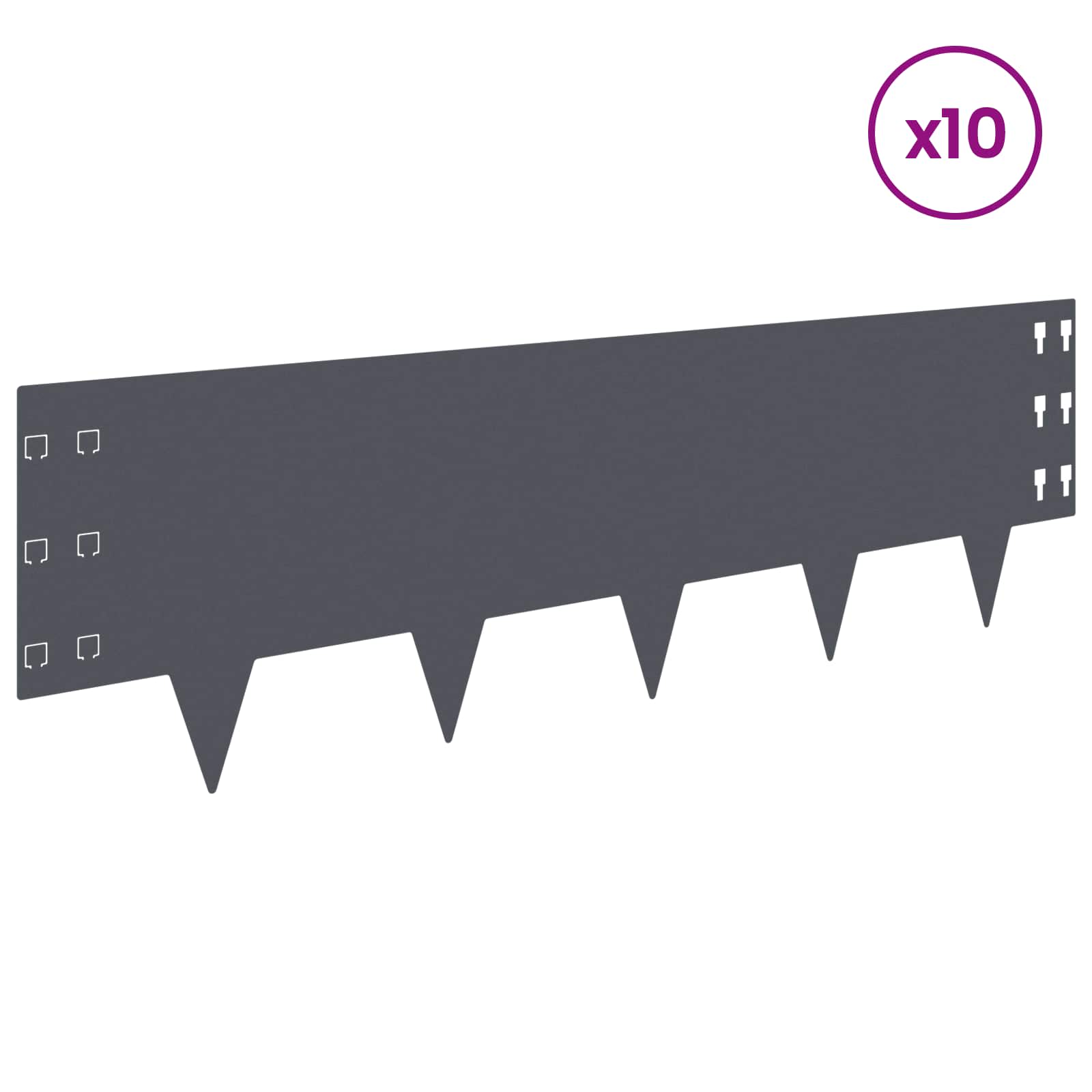 Bordura per Prato 10 pcs 100 x 30 cm Acciaio Antracite | homemem39
