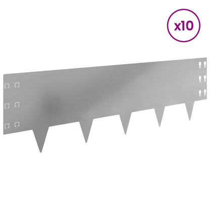 Bordura per Prato 10 pcs 100 x 30 cm Acciaio Argento
