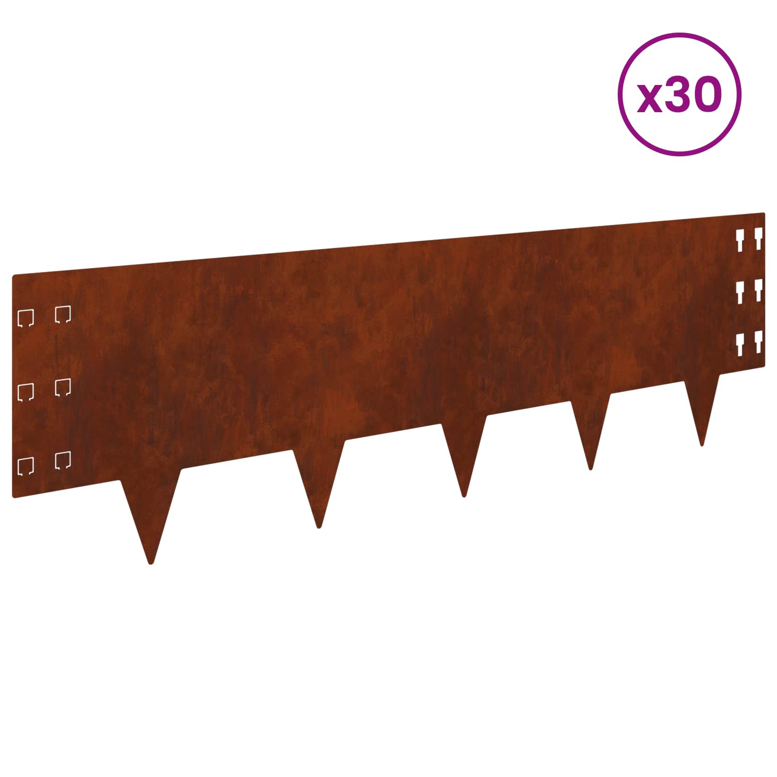 Bordura per Prato 30 pcs 100 x 30 cm Acciaio Ruggine | homemem39