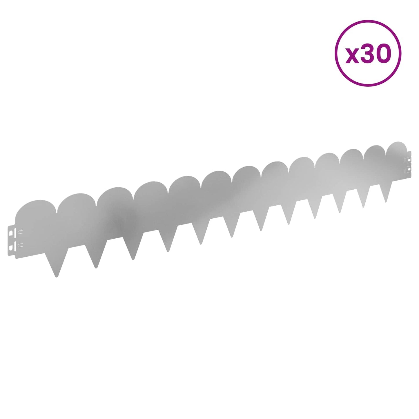 Bordura per Prato 30 pcs 103 x 15 cm Acciaio Argento | homemem39