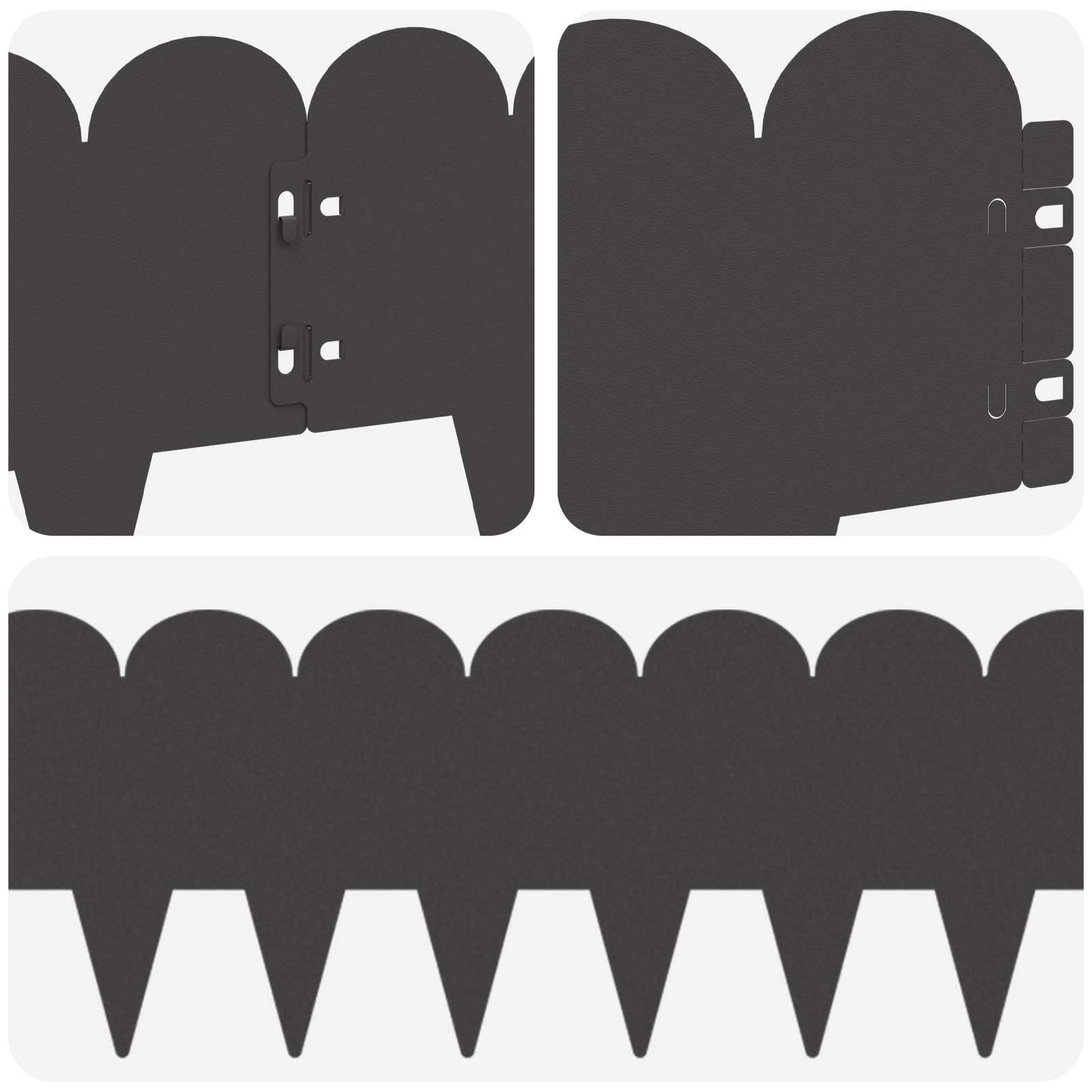 Bordura per Prato 10 pcs 103 x 20 cm Acciaio Nero | homemem39
