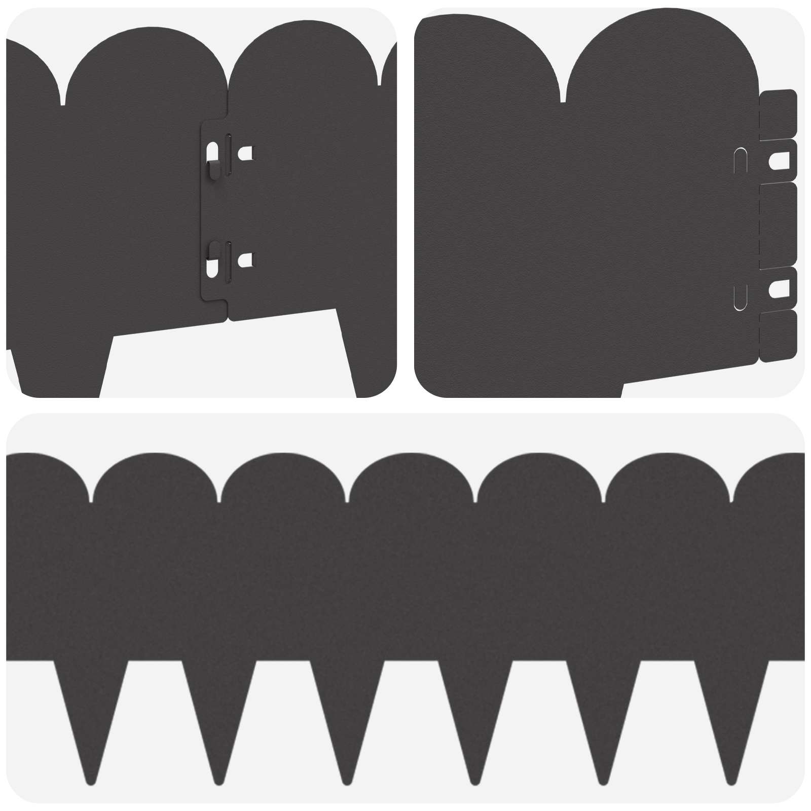 Bordura per Prato 10 pcs 103 x 20 cm Acciaio Nero | homemem39