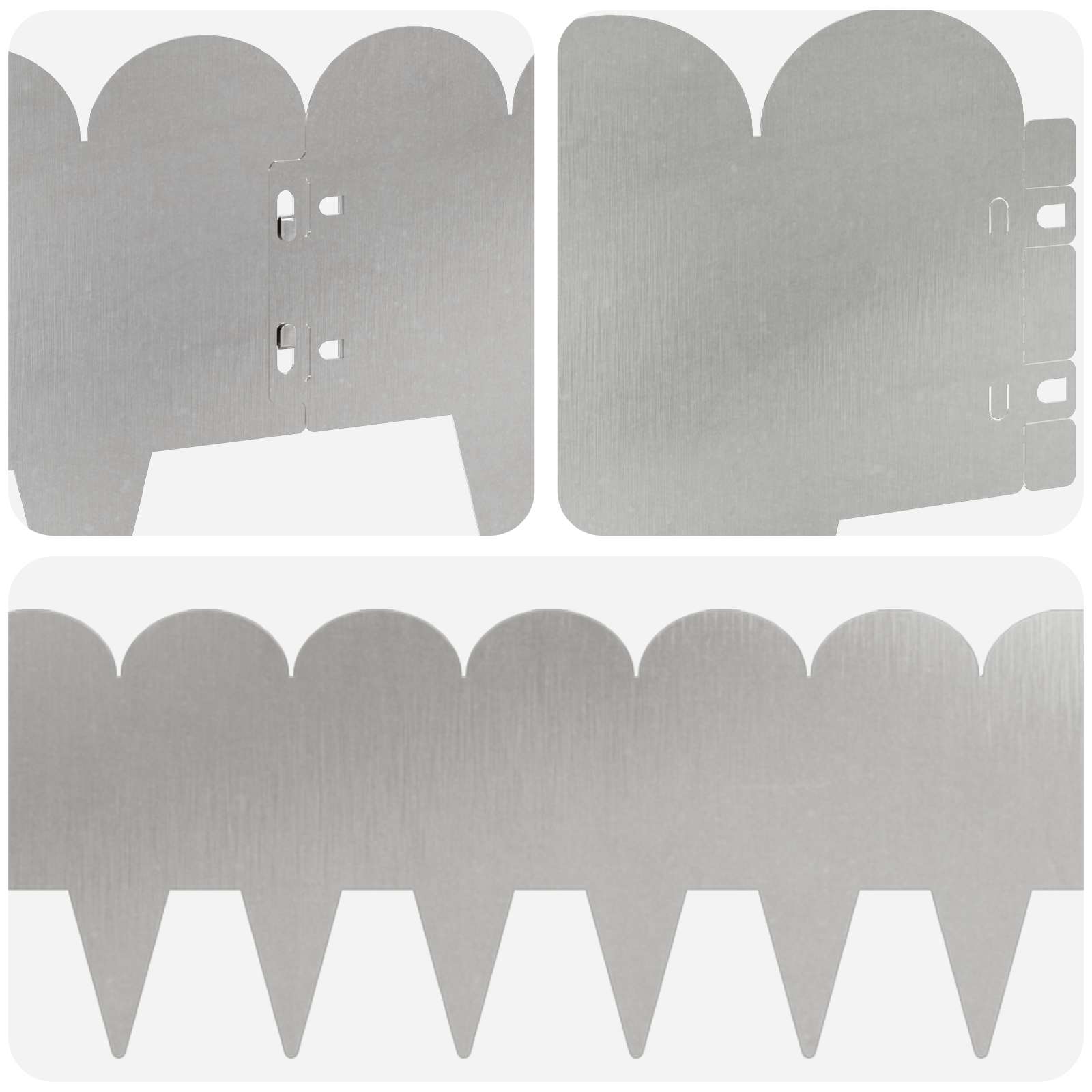 Bordura per Prato 20 pcs 103 x 20 cm Acciaio Argento | homemem39