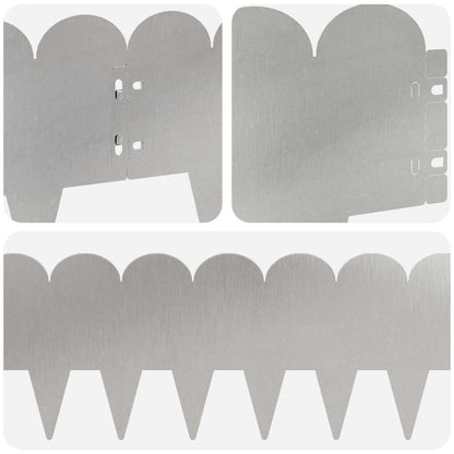 Bordura per Prato 20 pcs 103 x 20 cm Acciaio Argento | homemem39